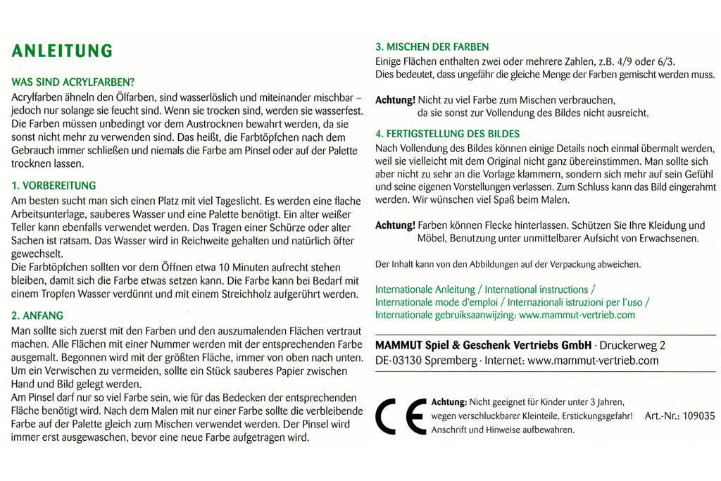 Hundewelpen Mammut 109035 Malen nach Zahlen ab 8 Jahre 40 x 30 cm