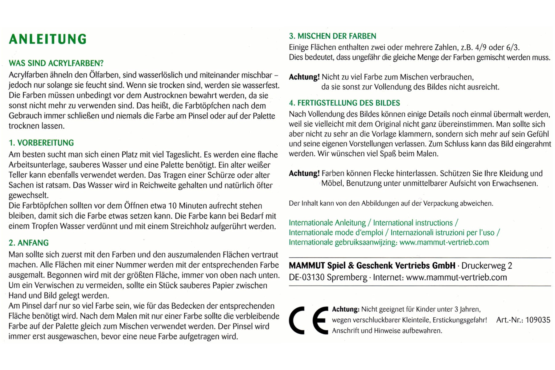 Hundewelpen Mammut 109035 Malen nach Zahlen ab 8 Jahre 40 x 30 cm