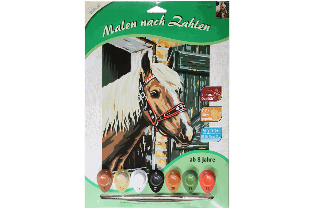Pferdekopf im Stall Mammut 105019 Malen nach Zahlen Kinder ab 8 Jahre 228x304mm