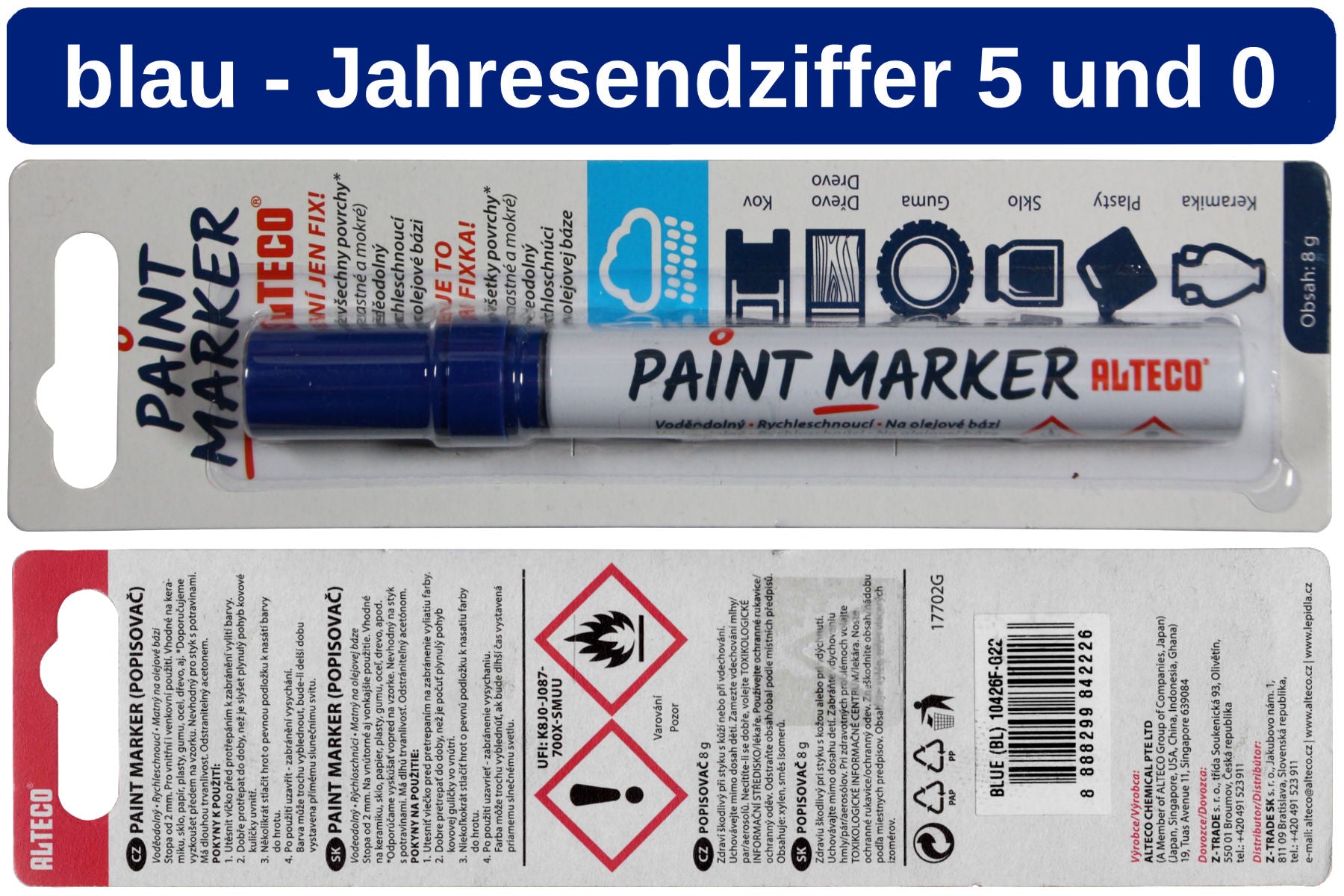 Zeichenrohr zum Markieren der Bienenkönigin mit Markierungsstift blau 2025