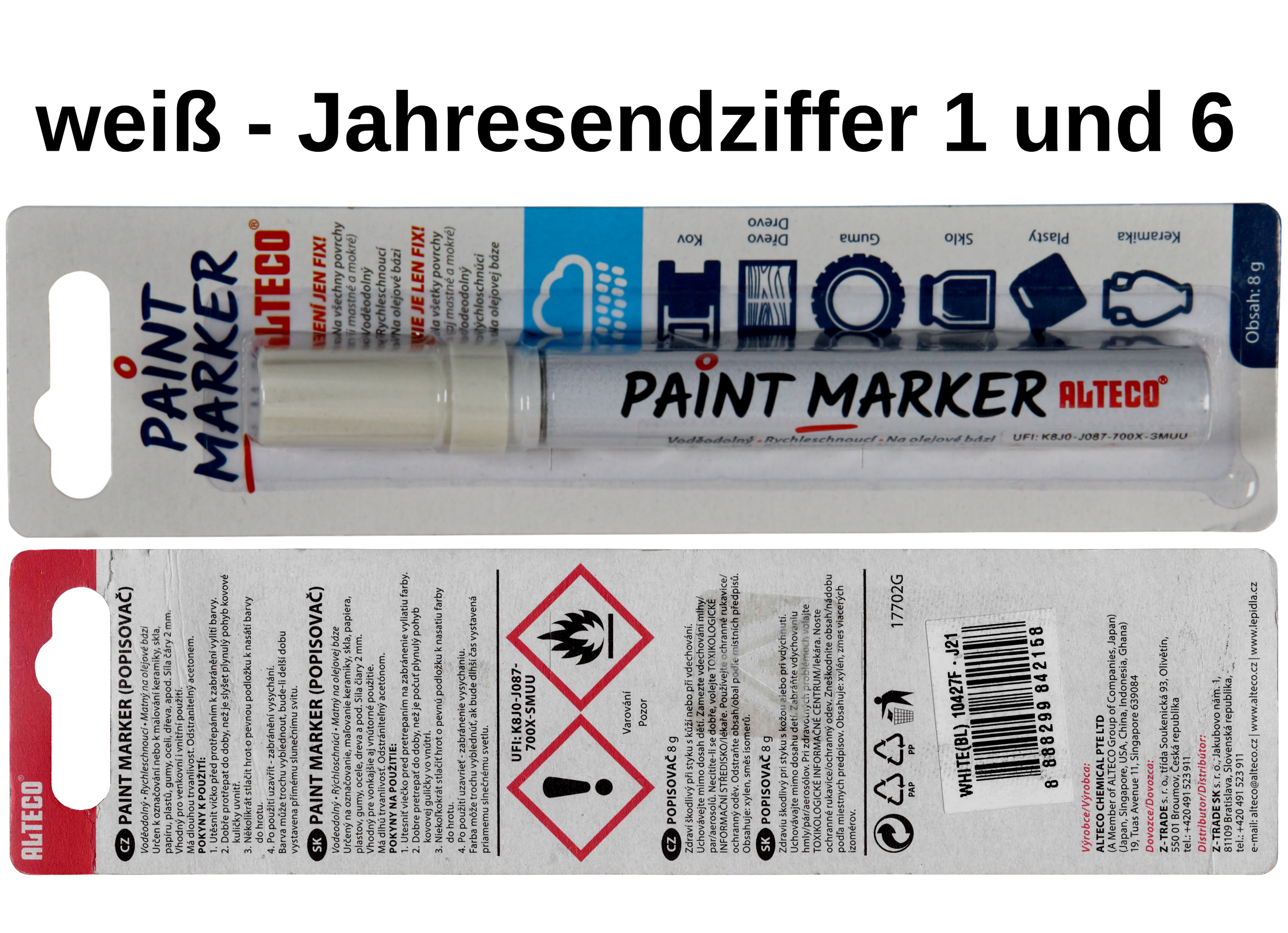 Zeichenrohr zum Markieren der Bienenkönigin mit Markierungsstift weiß 2026