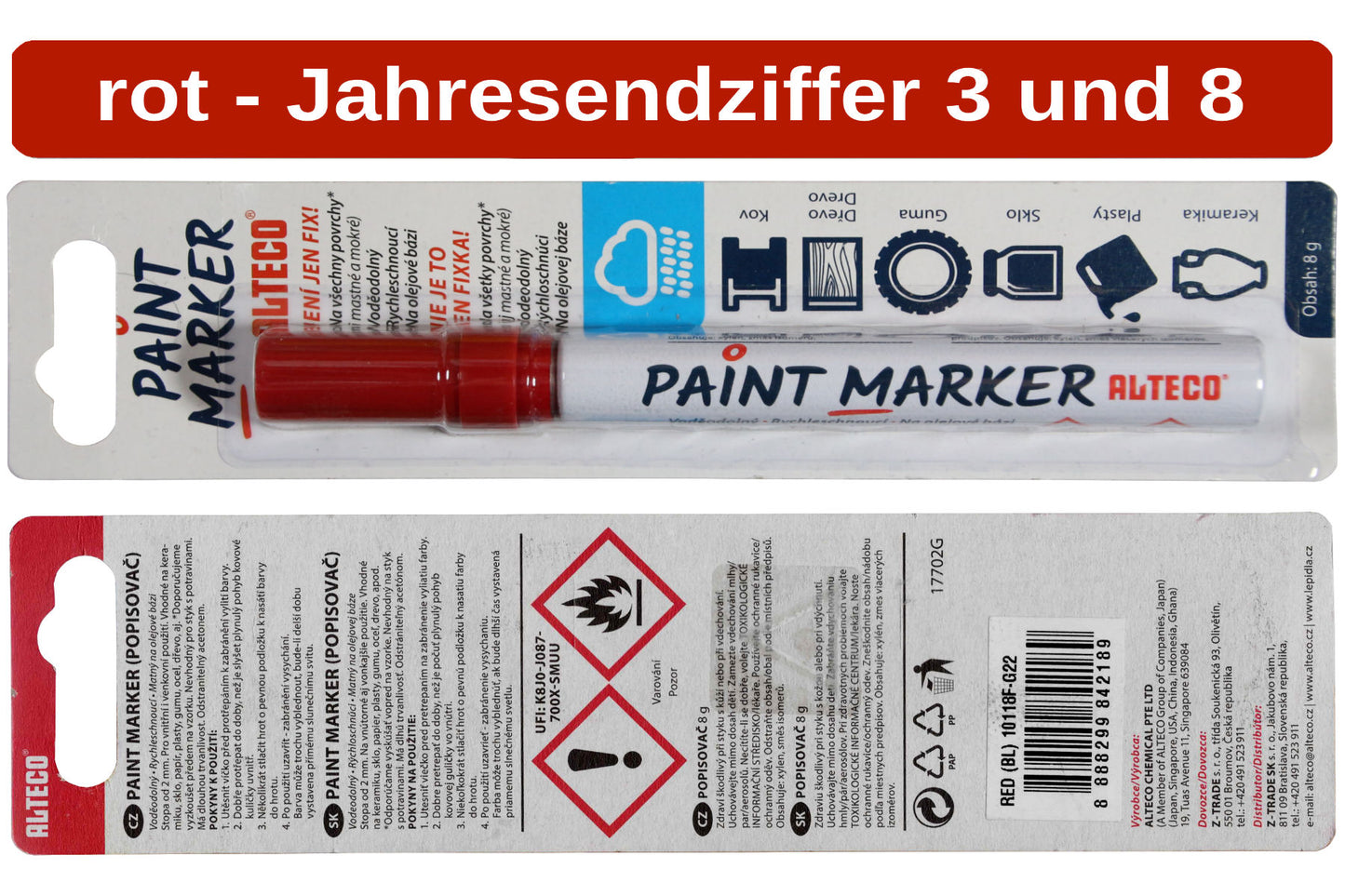 Markierungsstift für Bienenkönigin in Jahresfarbe Zeichenstift Marker Stift