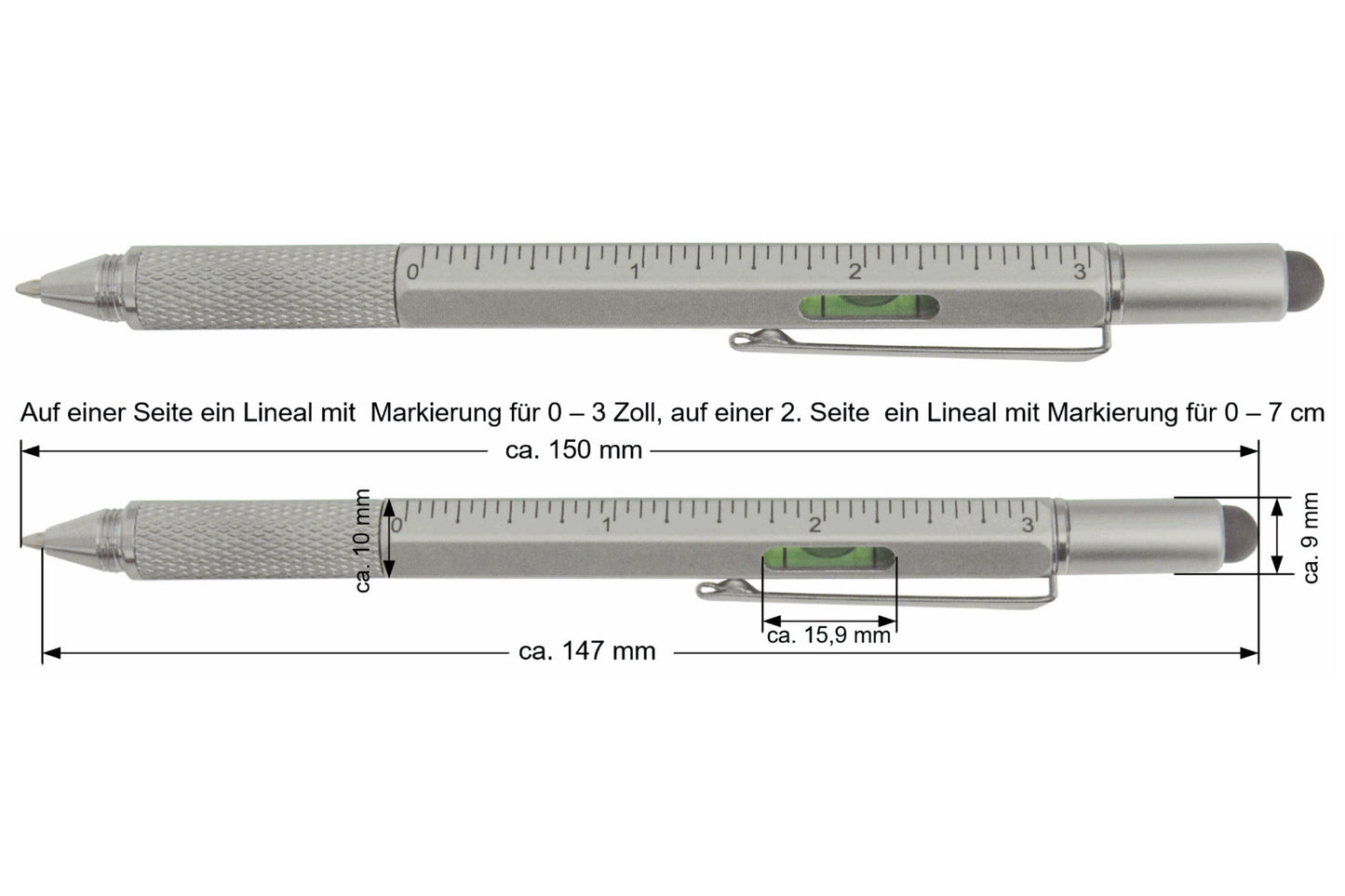Balvi Multifunktionsstift The Architect Aluminium silber 5 in 1