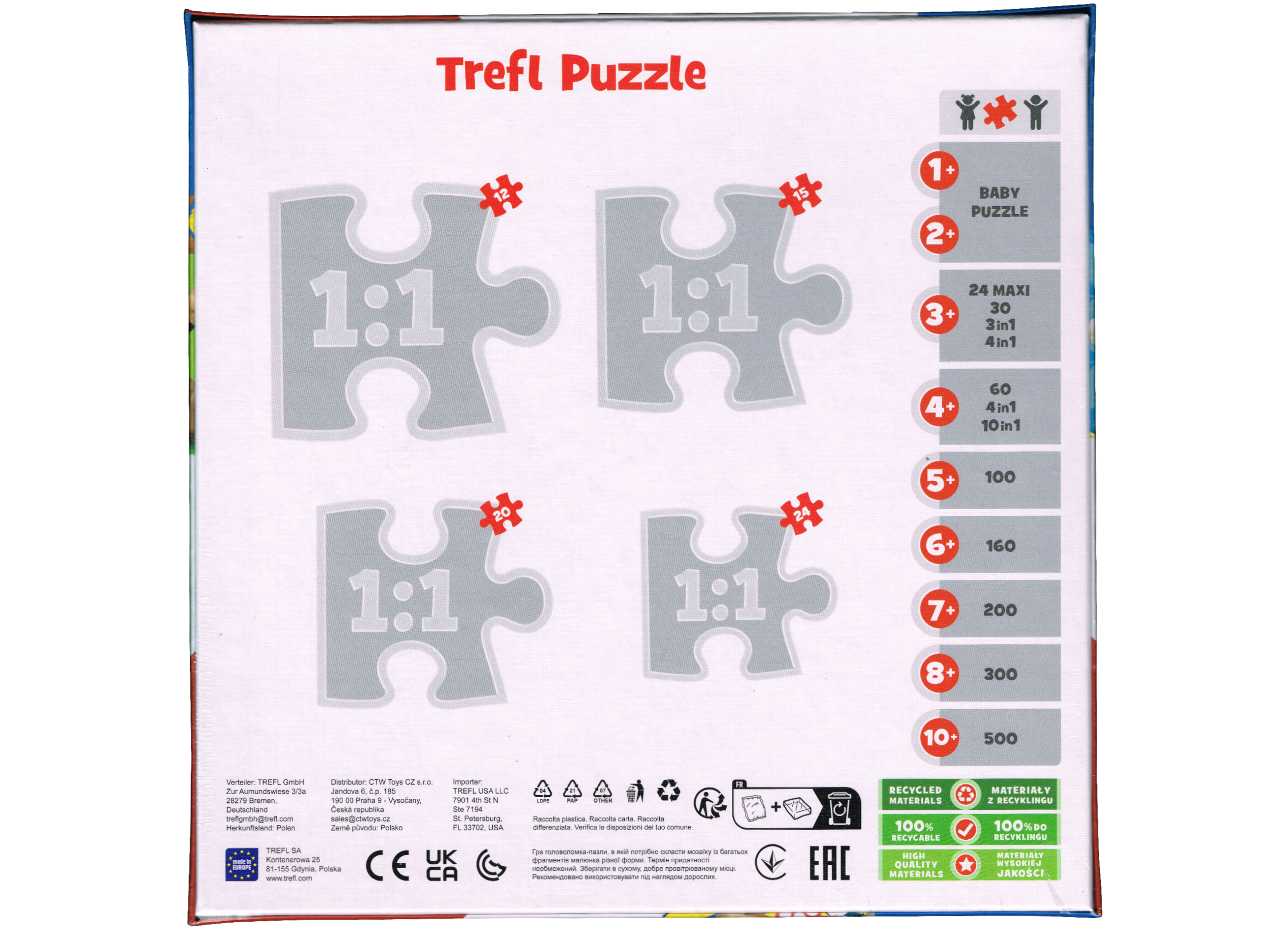 PAW Patrol Puzzle 4 in 1 mit 12, 15, 20 und 24 Teile ab 3 Jahre 285x205 mm Trefl 34346