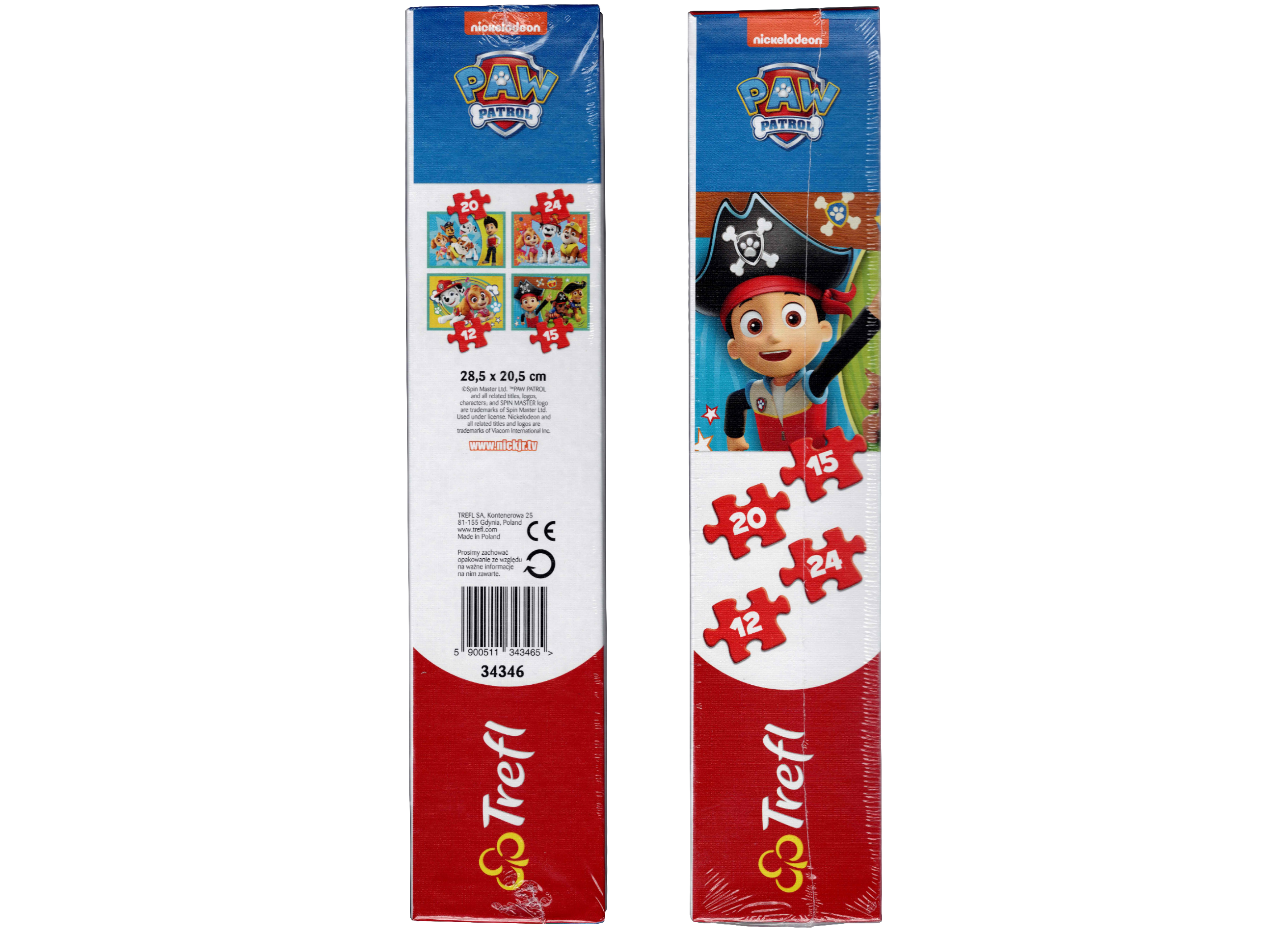 PAW Patrol Puzzle 4 in 1 mit 12, 15, 20 und 24 Teile ab 3 Jahre 285x205 mm Trefl 34346