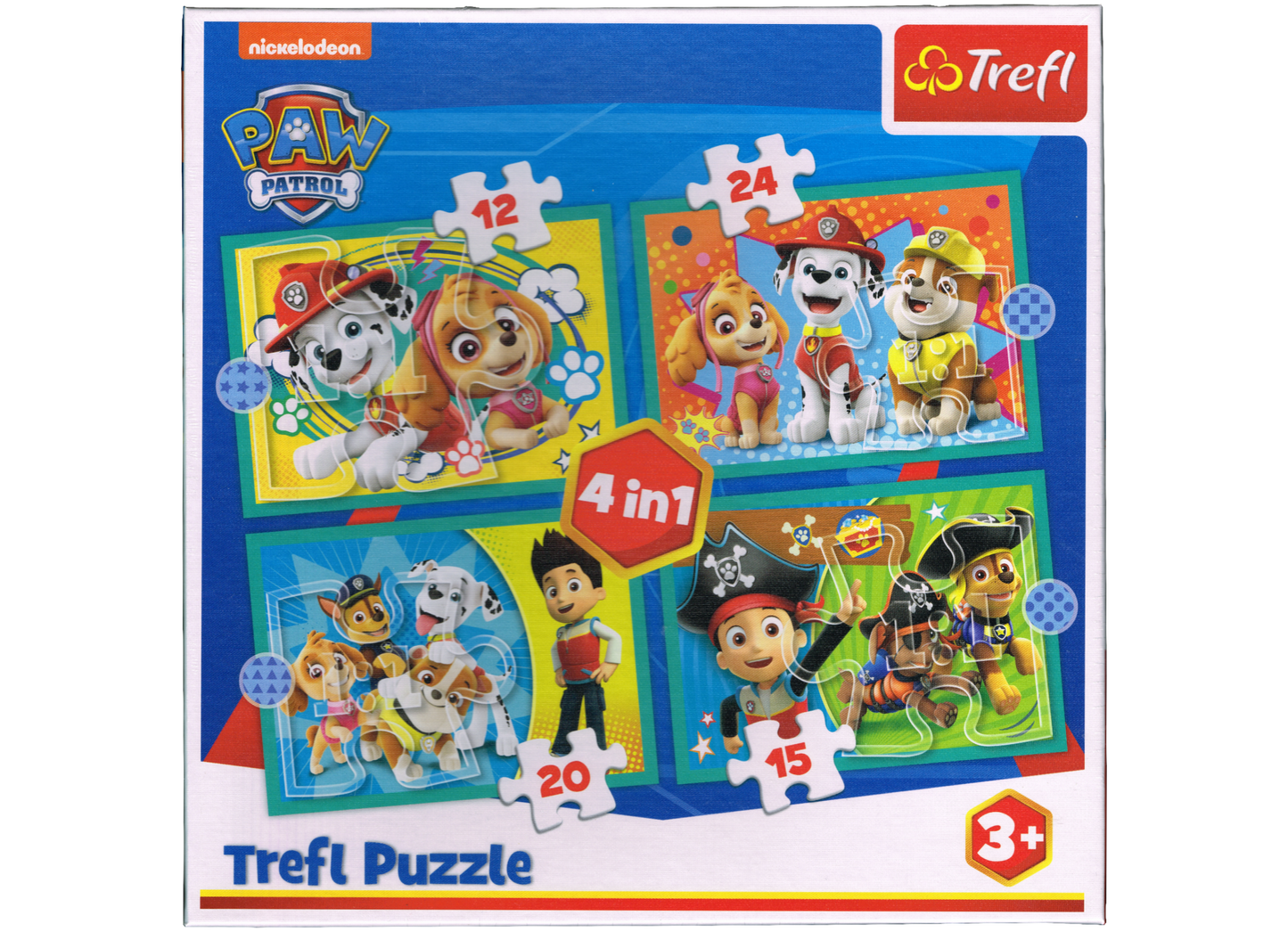 PAW Patrol Puzzle 4 in 1 mit 12, 15, 20 und 24 Teile ab 3 Jahre 285x205 mm Trefl 34346