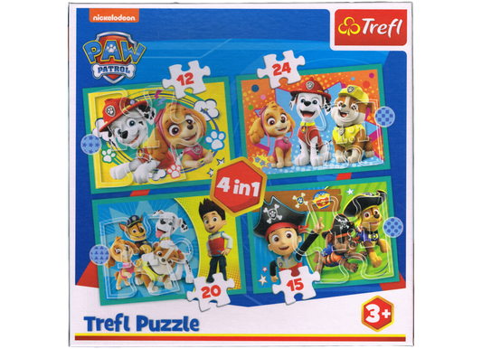 PAW Patrol Puzzle 4 in 1 mit 12, 15, 20 und 24 Teile ab 3 Jahre 285x205 mm Trefl 34346