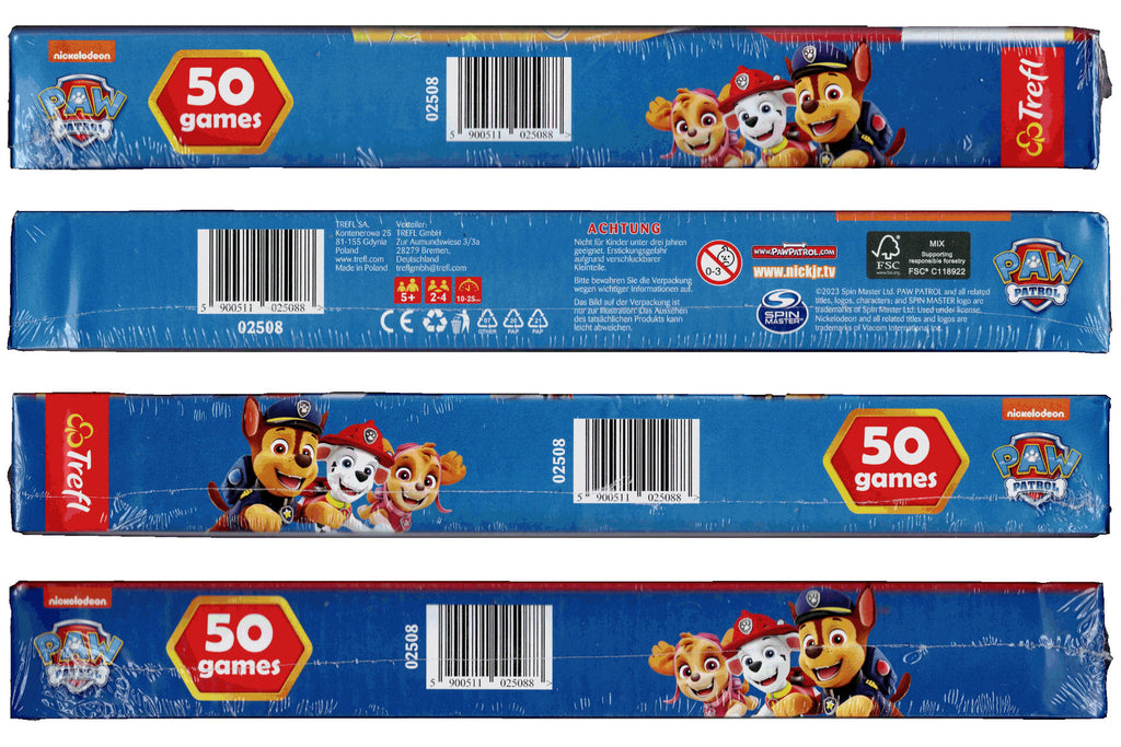 PAW Patrol 50 Spiele Spielesammlung Trefl 02508 für 2 bis 4 Spieler ab 5 Jahre