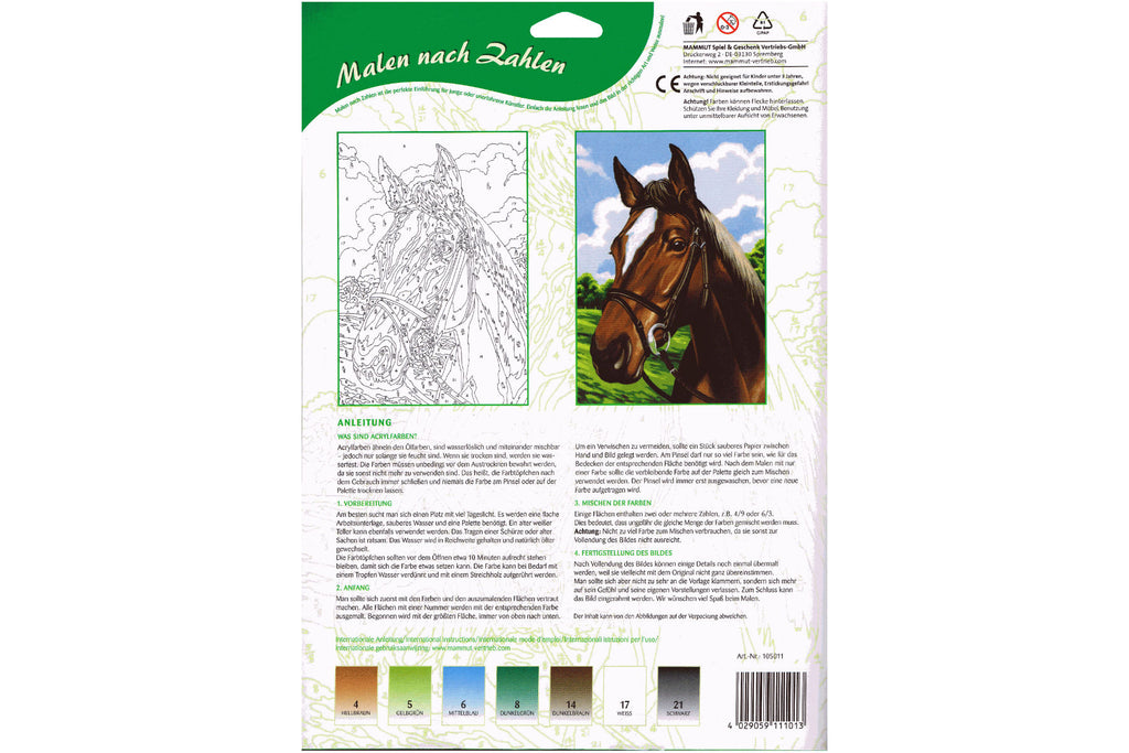 Pferdeporträt Mammut Classic 105011 Malen nach Zahlen ab 8 Jahre 228 x304 mm