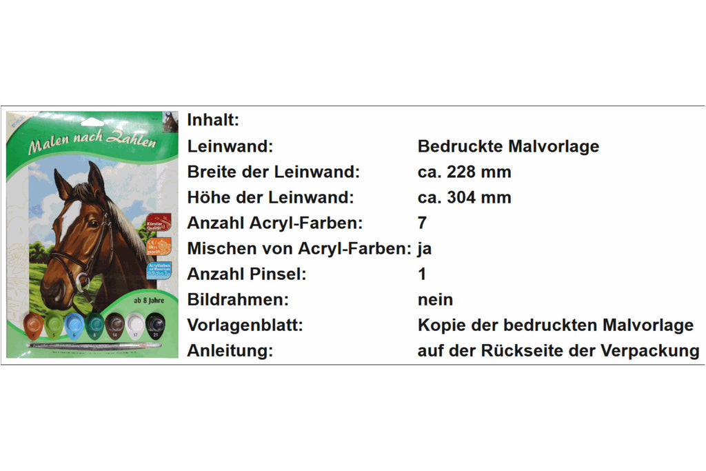 Pferdeporträt Mammut Classic 105011 Malen nach Zahlen ab 8 Jahre 228 x304 mm