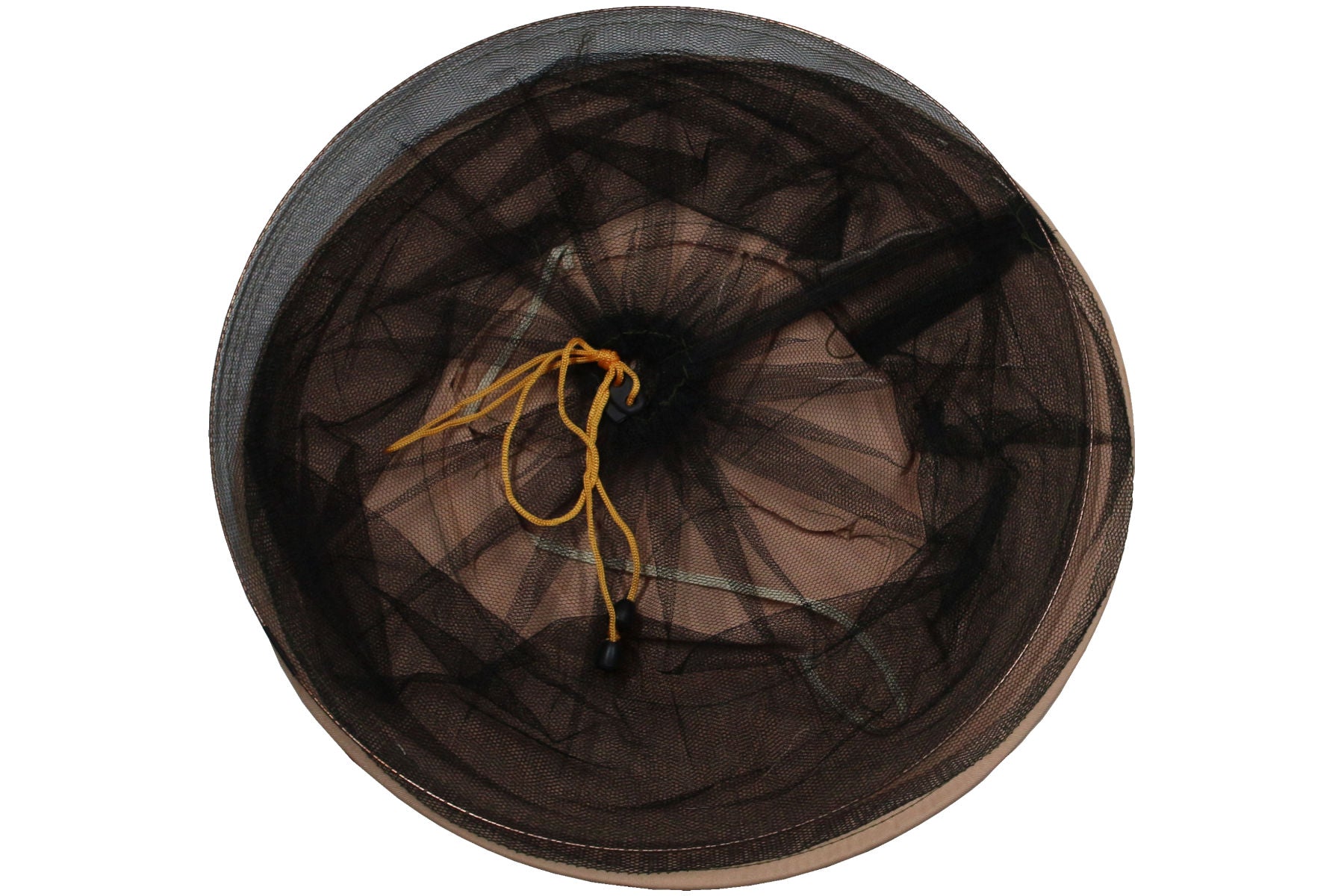 Imkerhut hellbeige mit Schleier schwarz und Kordelzug gelb