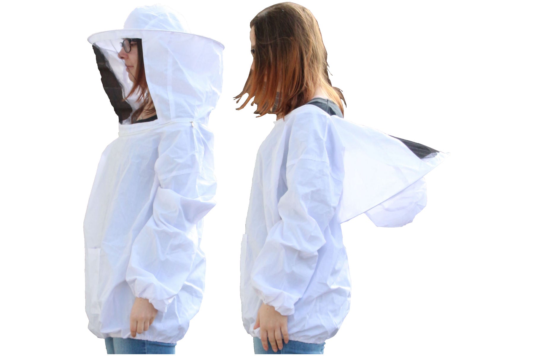 Imkerjacke mit abnehmbaren Schleier in Universalgröße und Imkerhandschuhe im Set