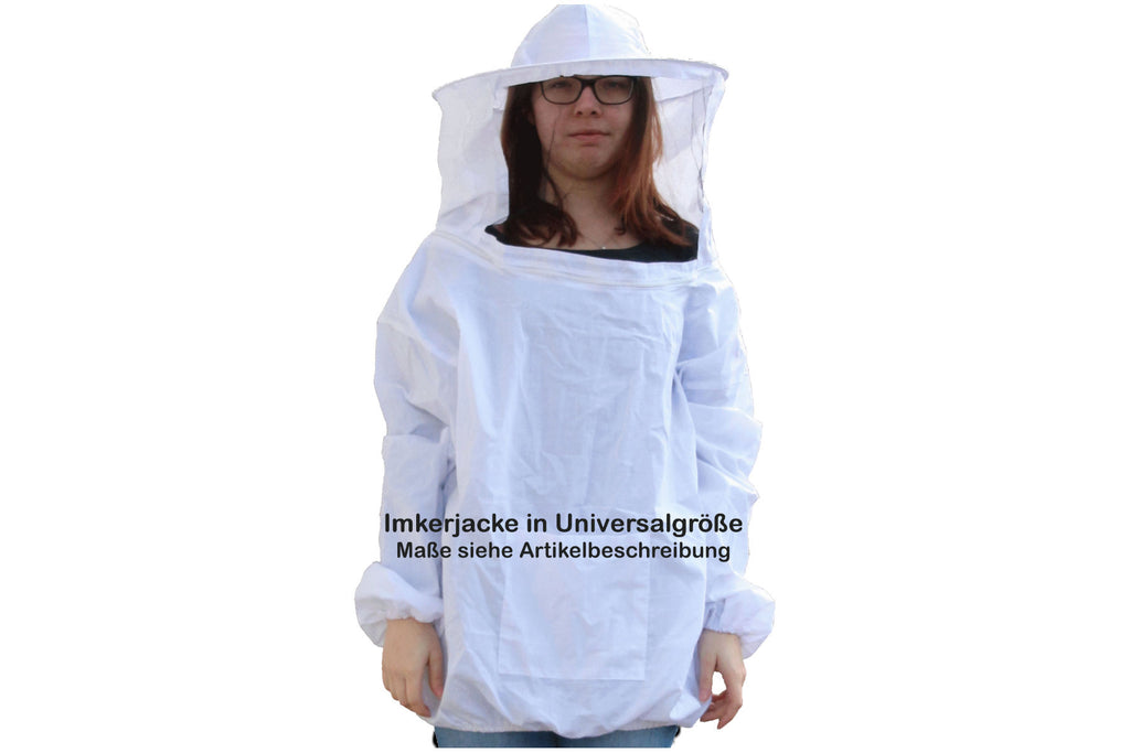 Imkerjacke mit abnehmbaren Schleier in Universalgröße und Imkerhandschuhe im Set