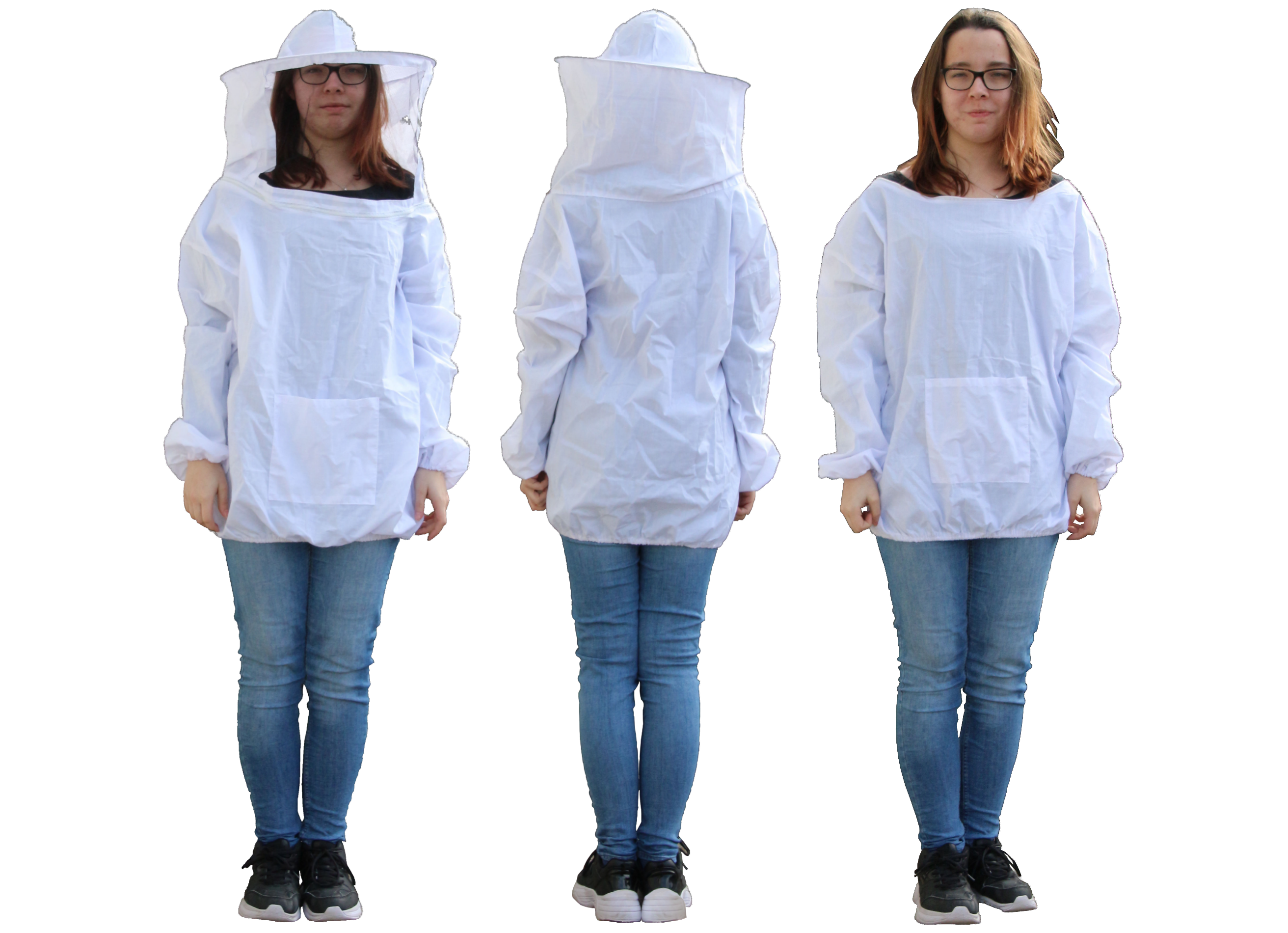 Imkerjacke mit abnehmbaren Schleier in Universalgröße und imprägnierte Imkerhandschuhe im Set