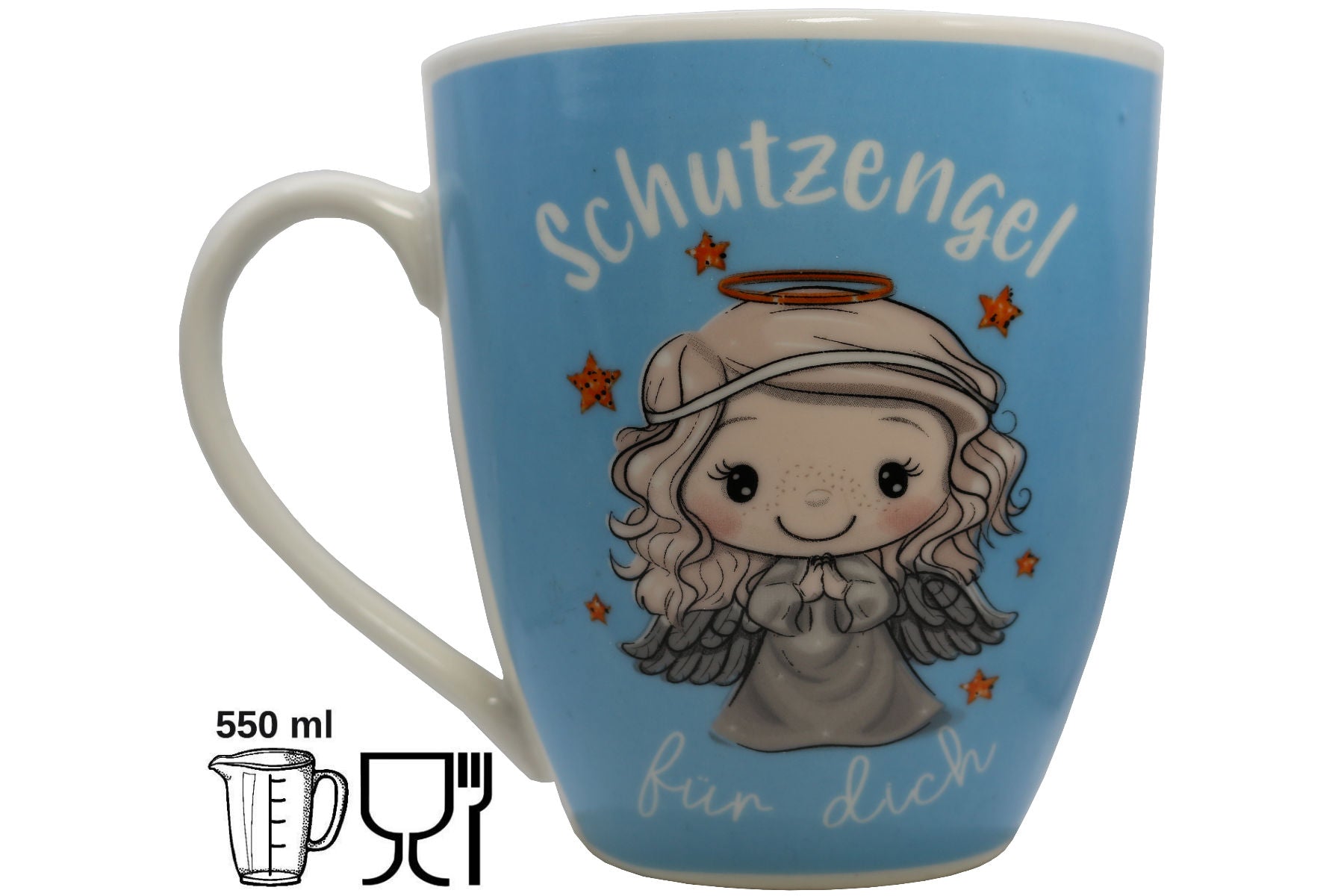 Jumbo Tasse XXL 550 ml Schutzengel blau "Schutzengel für dich"