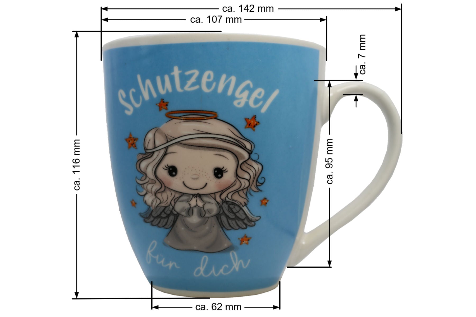 Jumbo Tasse XXL 550 ml Schutzengel blau "Schutzengel für dich"