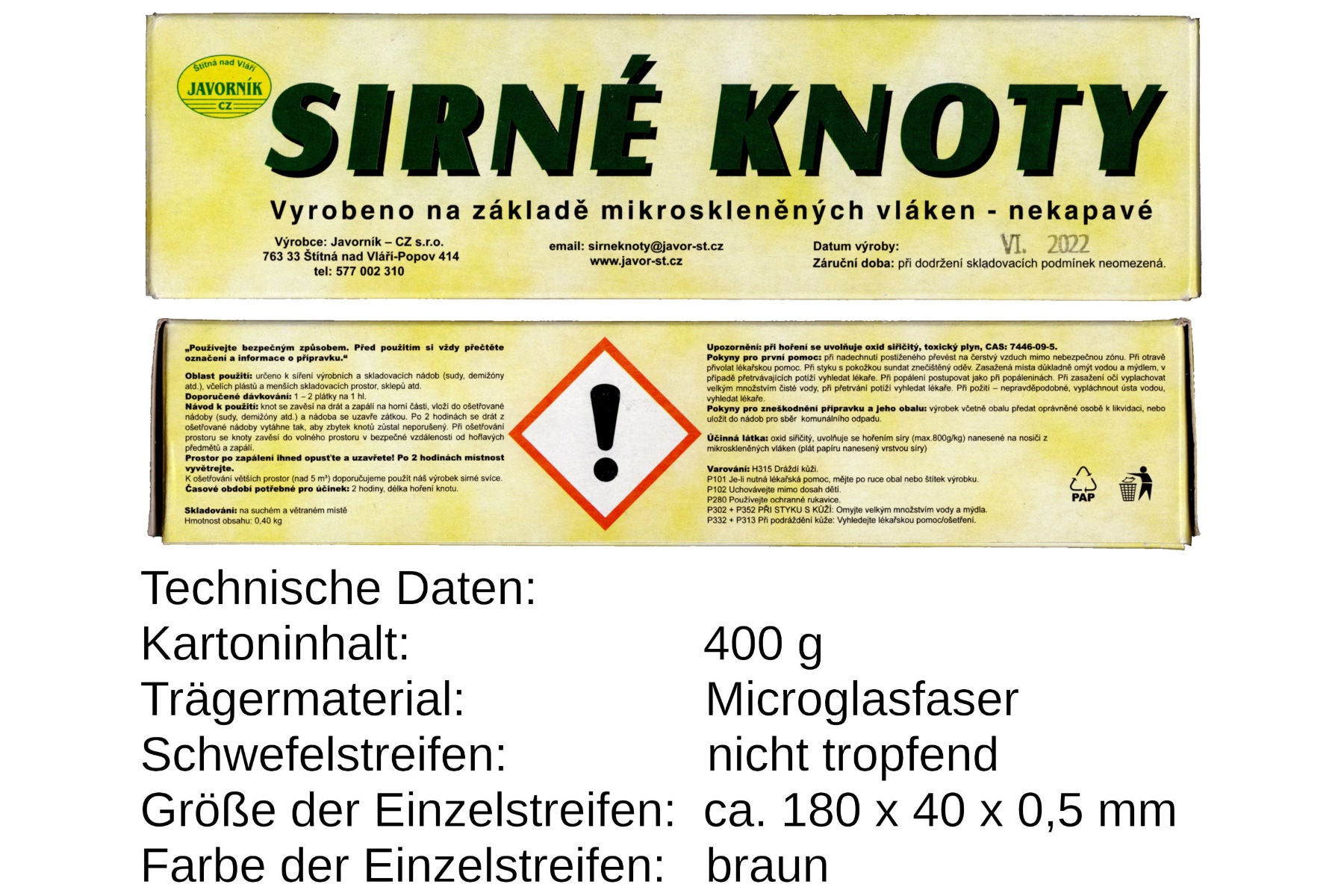 Schwefeldose Set mit 10 Schwefelstreifen braun zur Desinfektion bei Wachsmotte