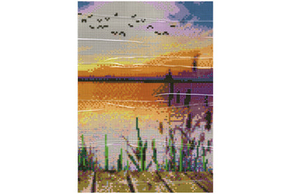 See vom Steg Schilf Meer Diamond Painting 20 Farben 300  x 400 mm W1256