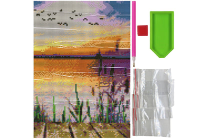 See vom Steg Schilf Meer Diamond Painting 20 Farben 300  x 400 mm W1256