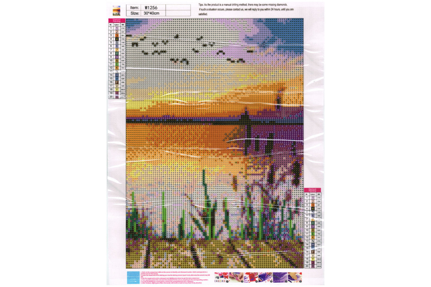 See vom Steg Schilf Meer Diamond Painting 20 Farben 300  x 400 mm W1256