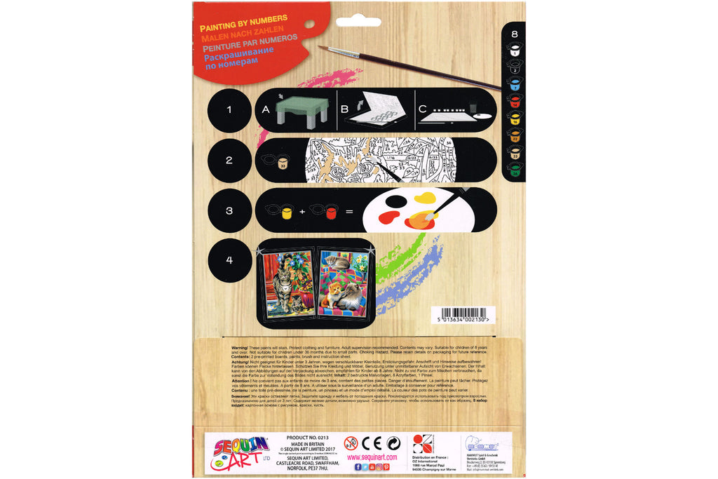 Katzen 2er-Set Sequin Art 0213 Malen nach Zahlen ab 8 Jahre 224x303 mm