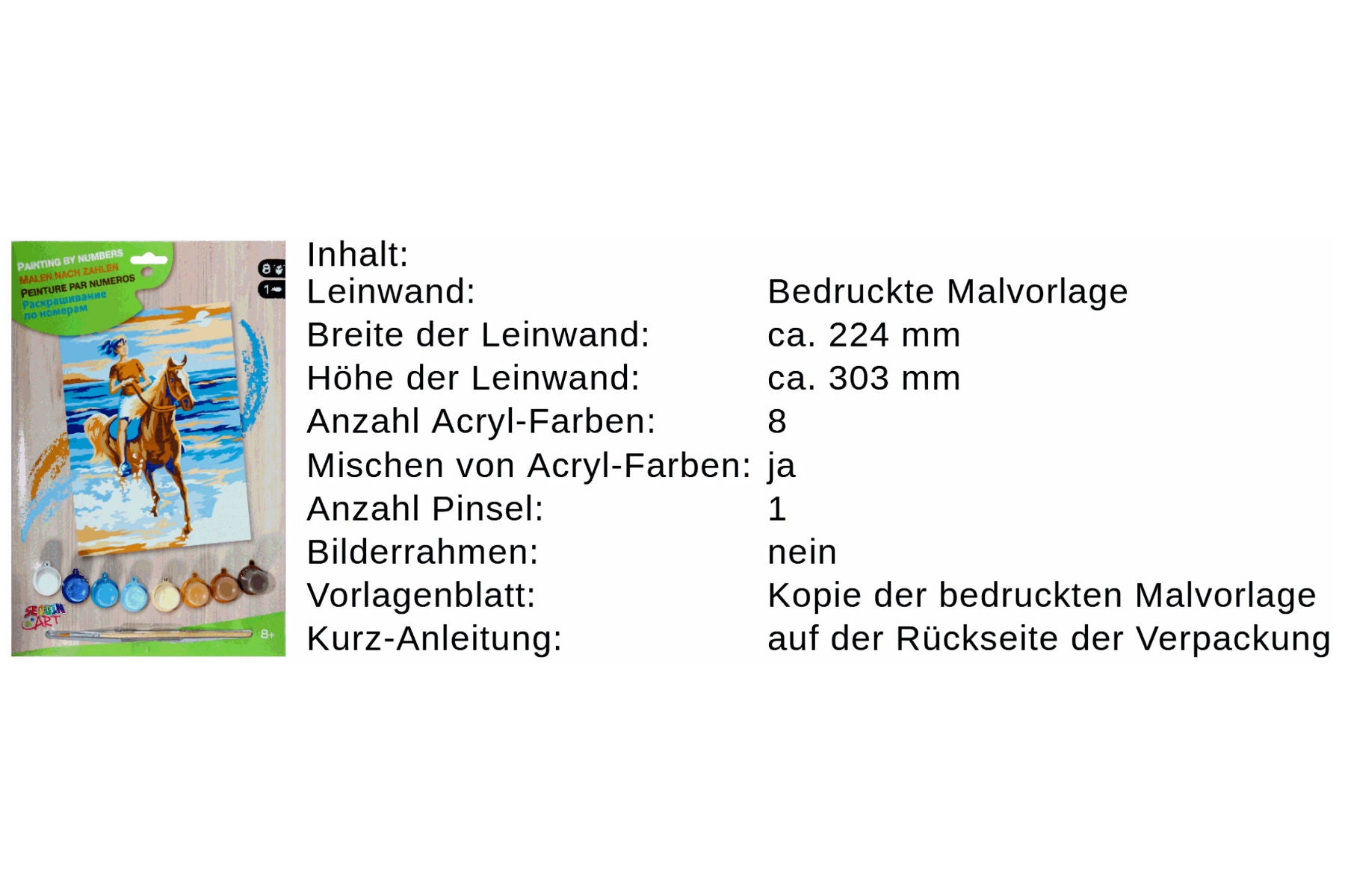 Ausritt am Strand Sequin Art 2003 Malen nach Zahlen Kinder ab 8 Jahre 224x303 mm