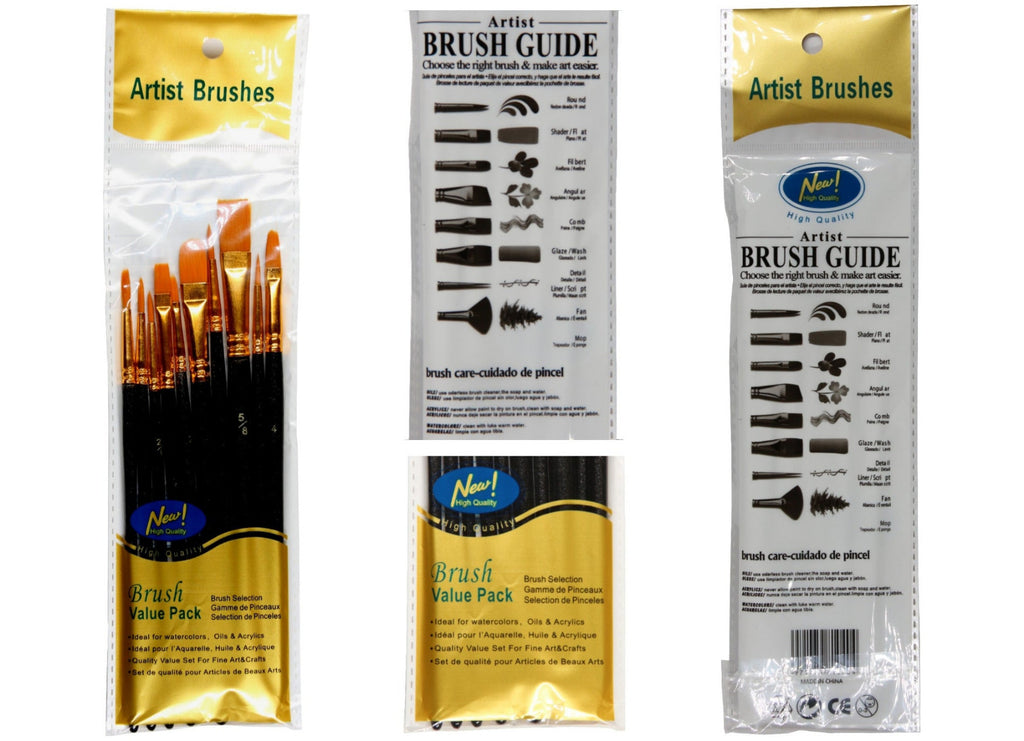 10 teiliges Pinselset Acryl-Farbe Ölfarbe Aquarell-Farbe