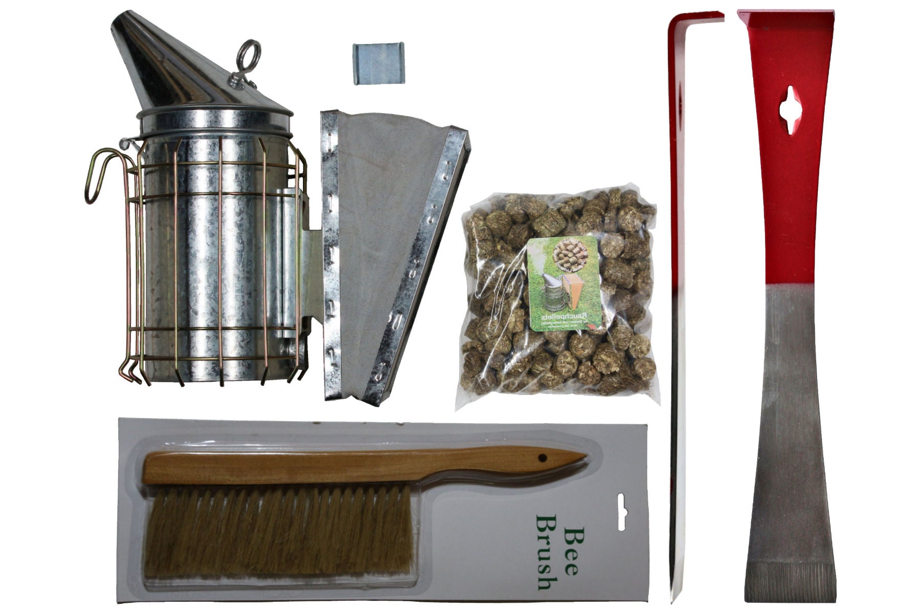 Imker Smoker Set inkl. Rauchmittel Bienenbesen Stockmeißel abgewinkelt