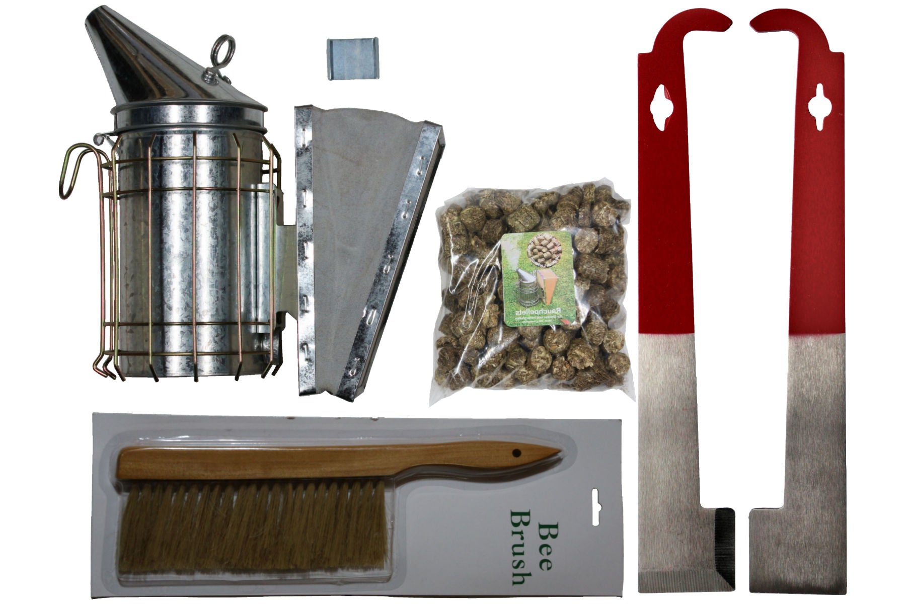 Imker Smoker Set inkl. Rauchmittel Bienenbesen Stockmeißel gerade
