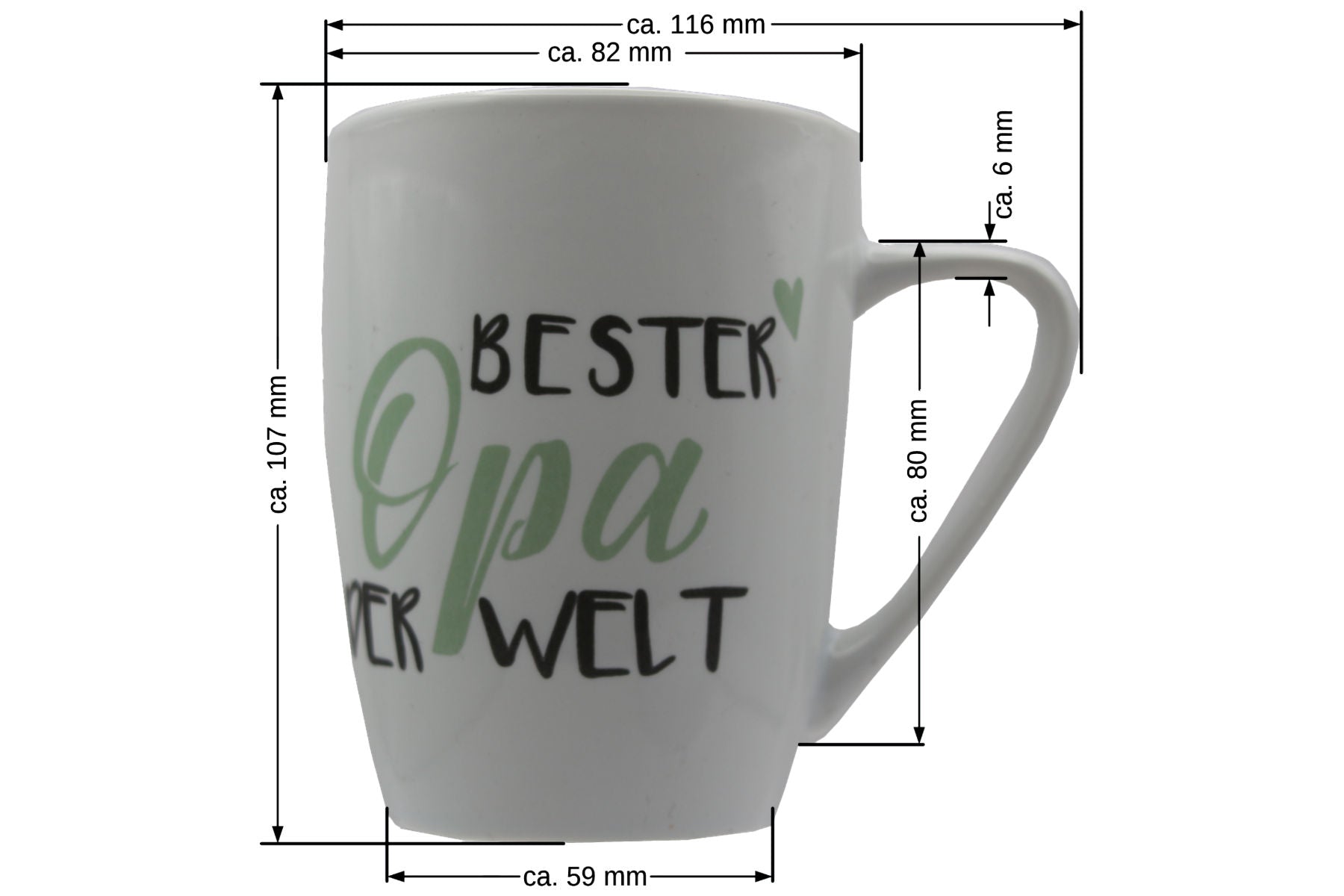 Jumbo Tasse XXL 380 ml 2er-Set mit Schriftzug "Beste Oma der Welt" bzw. "Bester Opa der Welt"