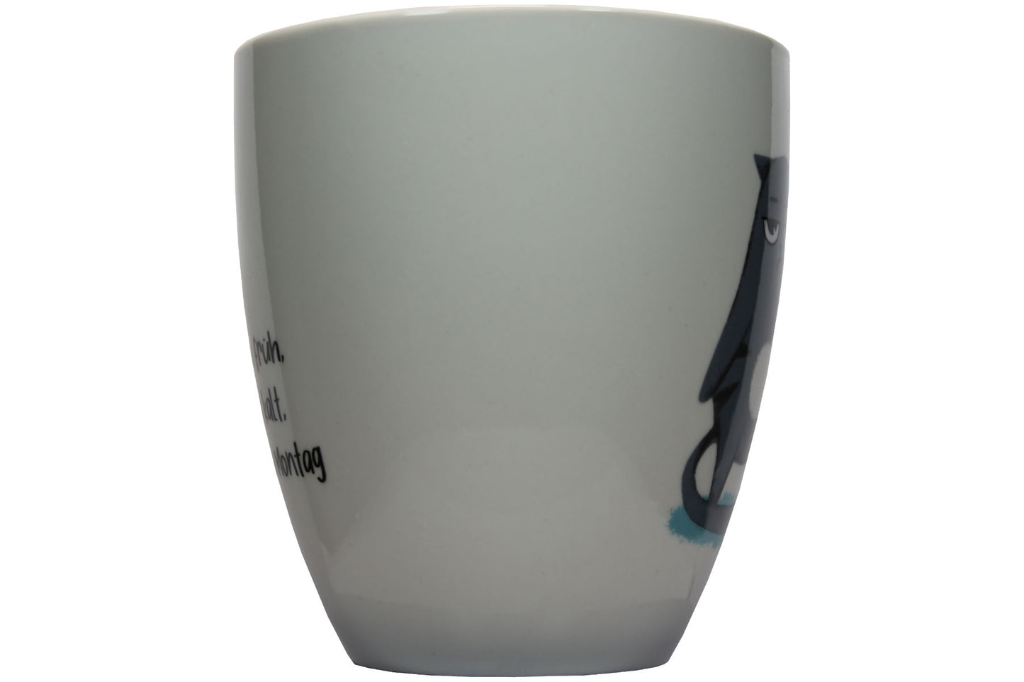 Jumbo Tasse XXL 880 ml stehende Katze mit Tasse und Schriftzug "zu früh .... zu kalt .... zu Montag!"
