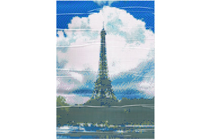 Eiffelturm vor Wolken mit Seine Diamond Painting 20 Farben 30x40 cm B9043