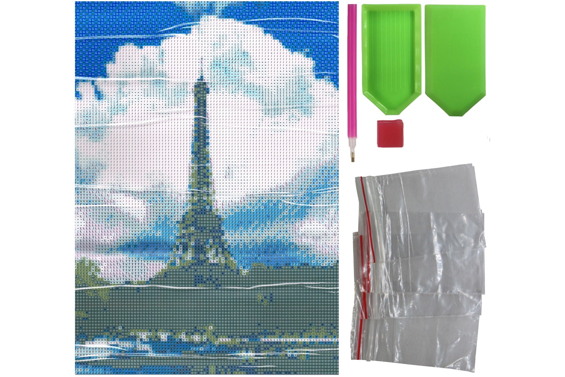 Eiffelturm vor Wolken mit Seine Diamond Painting 20 Farben 30x40 cm B9043