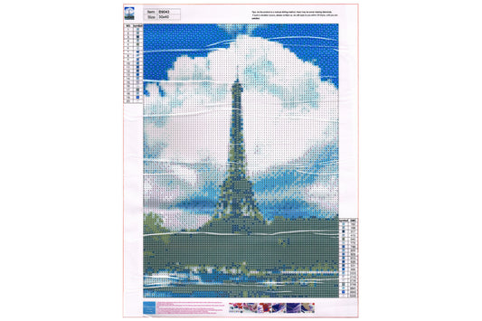 Eiffelturm vor Wolken mit Seine Diamond Painting 20 Farben 30x40 cm B9043