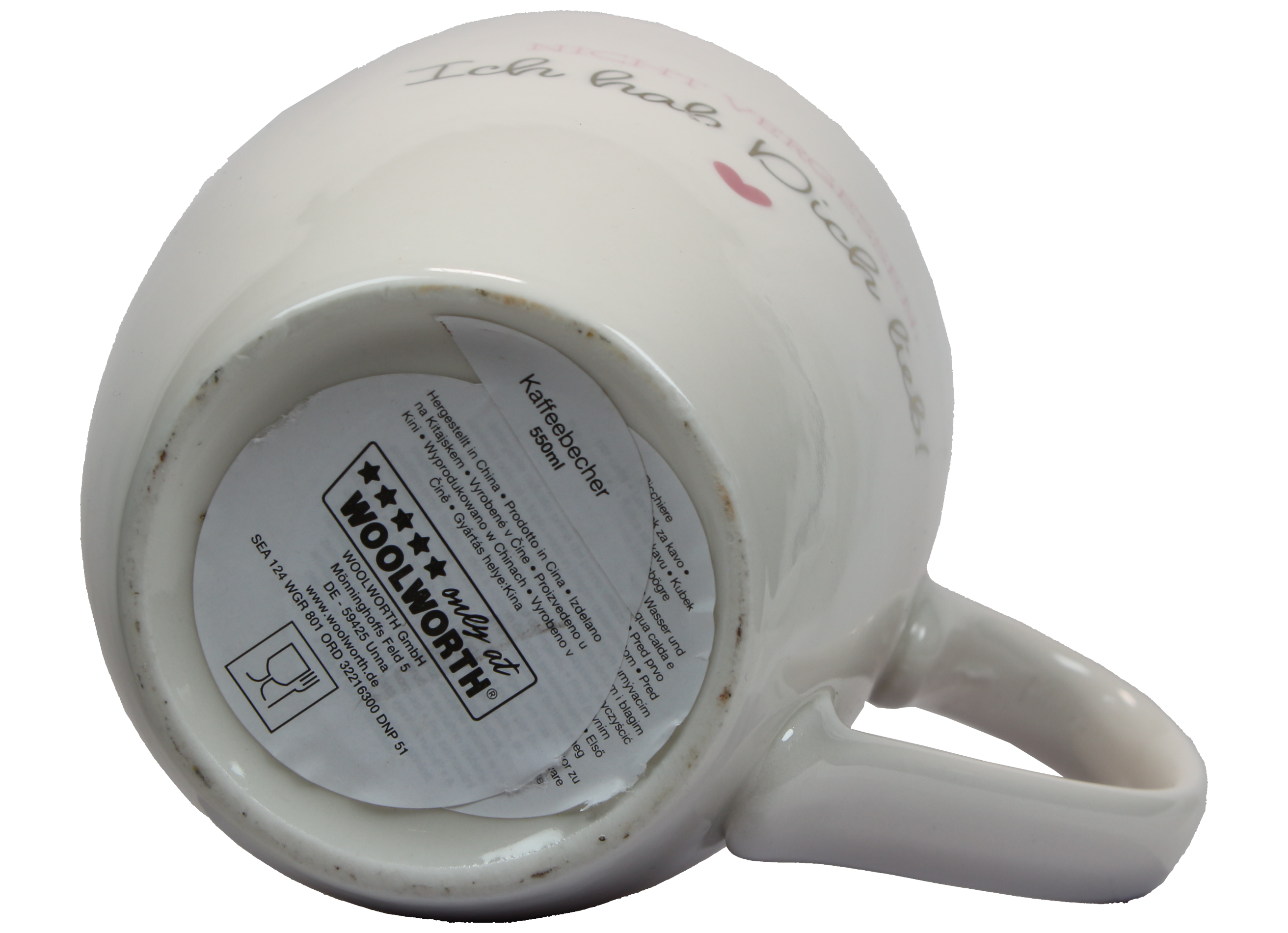 Jumbo Tasse XXL 550 ml mit Schriftzug "Nicht vergessen: Ich hab Dich lieb"