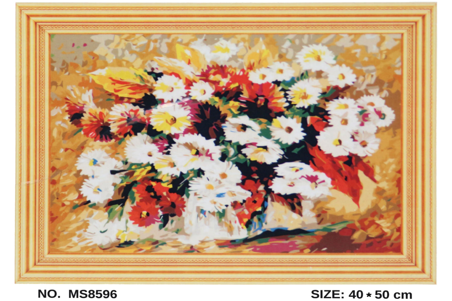Blumenstrauß auf Rahmen 50 x 40 cm Malen nach Zahlen Acryl Set MS8596 24 Farben