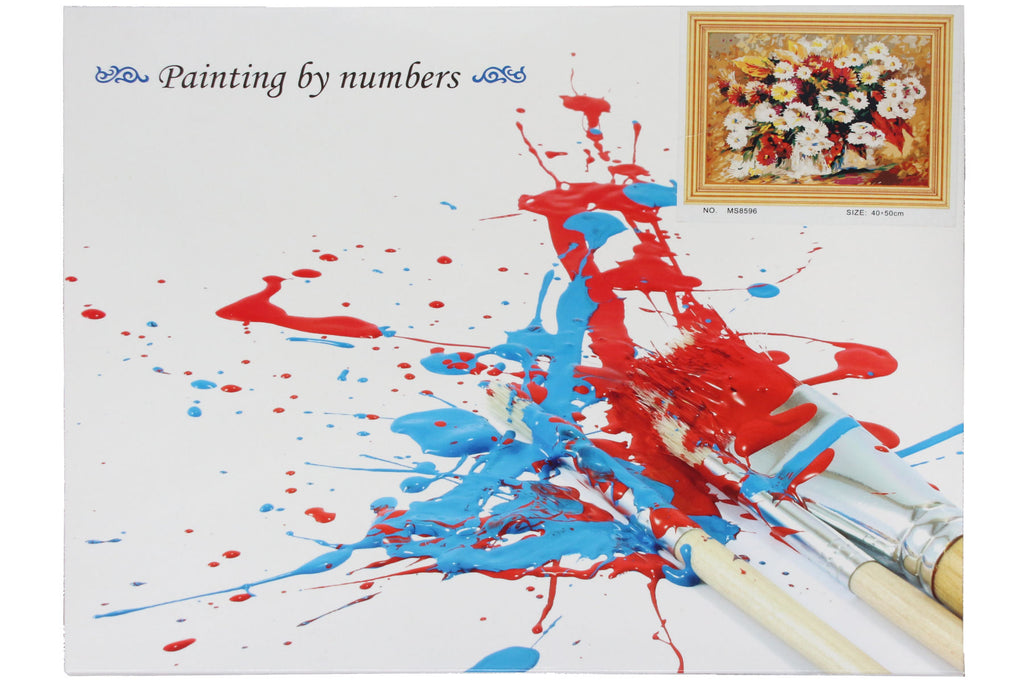 Blumenstrauß auf Rahmen 50 x 40 cm Malen nach Zahlen Acryl Set MS8596 24 Farben