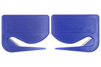 10 Stück Brieföffner mit integrierter Klinge aus Kunststoff und Werbefeld blau 70x55x3 mm
