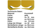 10 Stück Brieföffner mit integrierter Klinge aus Kunststoff und Werbefeld gelb 70x55x3 mm