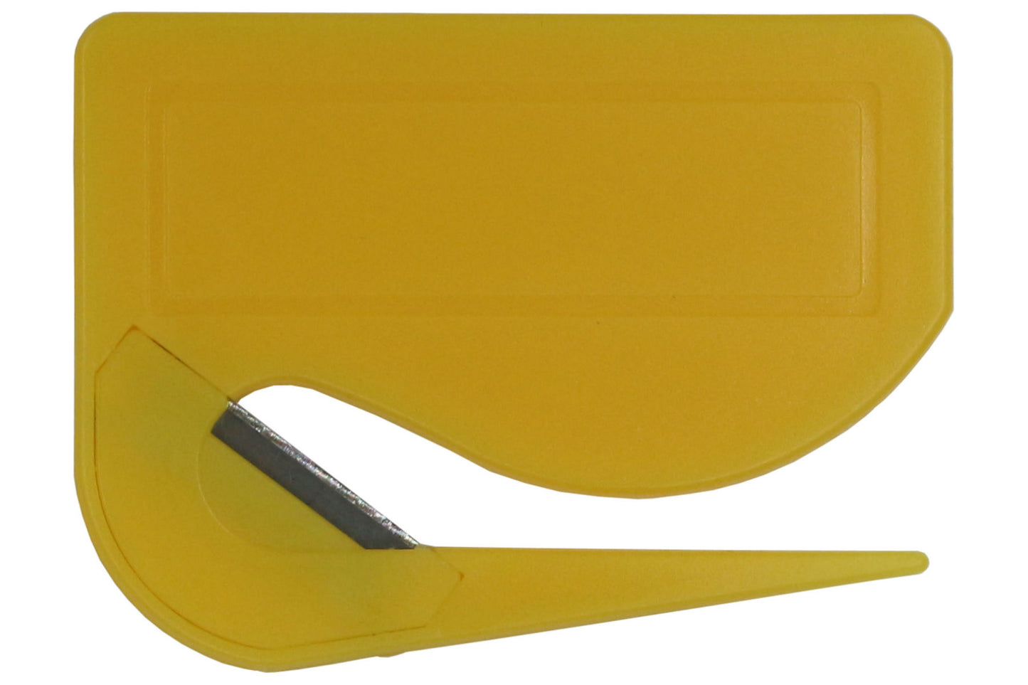 10 Stück Brieföffner mit integrierter Klinge aus Kunststoff und Werbefeld gelb 70x55x3 mm