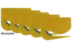 5 Stück Brieföffner mit integrierter Klinge aus Kunststoff und Werbefeld gelb 70x55x3 mm