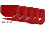 10 Stück Brieföffner mit integrierter Klinge aus Kunststoff und Werbefeld rot 70x55x3 mm