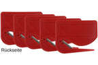 10 Stück Brieföffner mit integrierter Klinge aus Kunststoff und Werbefeld rot 70x55x3 mm
