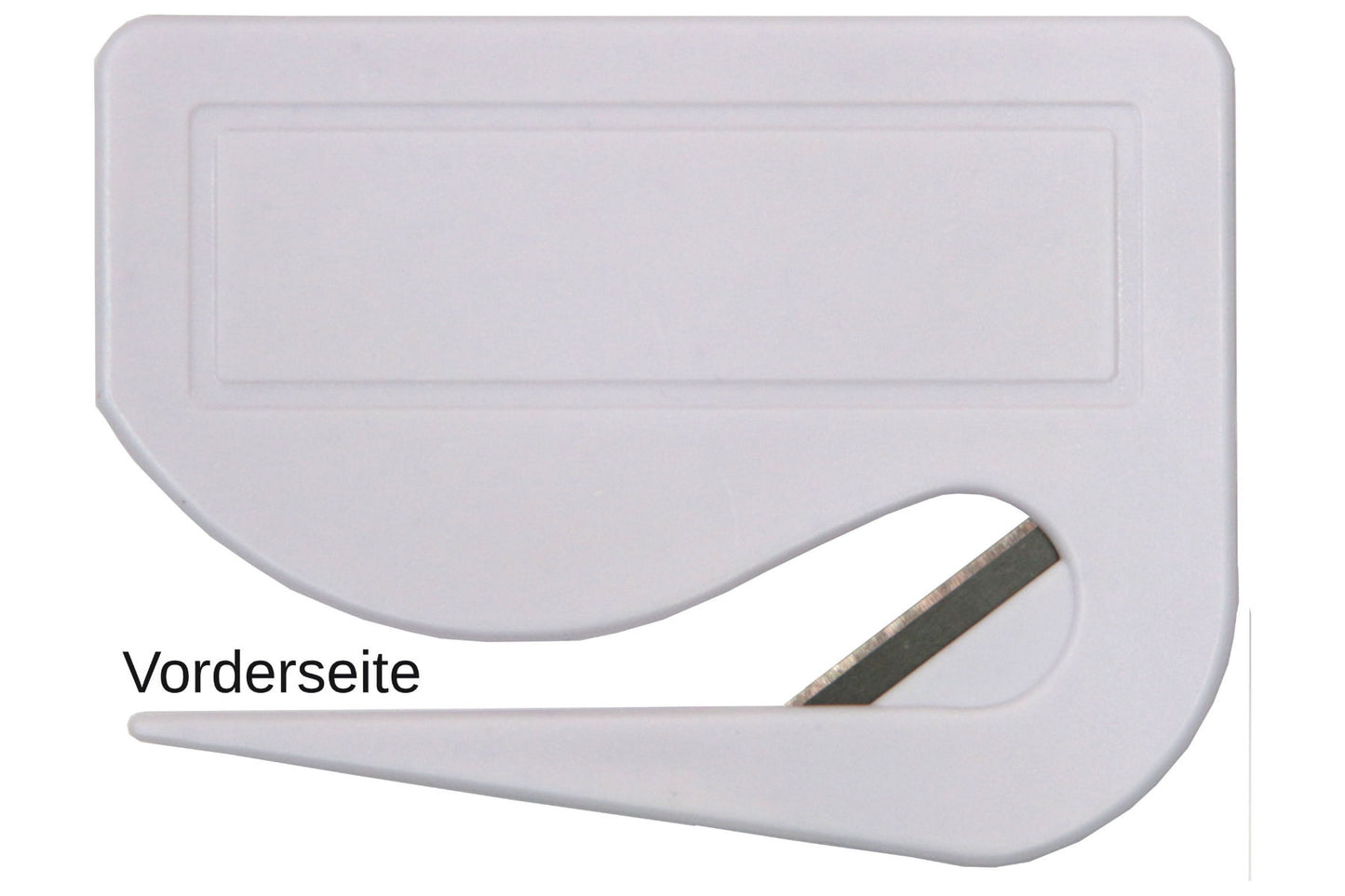 5 Stück Brieföffner mit integrierter Klinge aus Kunststoff und Werbefeld weiß 70x55x3 mm