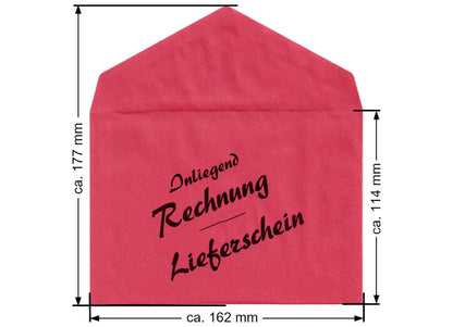 100 / 200 Briefumschläge DIN C6 rot Aufdruck "Innenliegend Rechnung - Lieferschein"