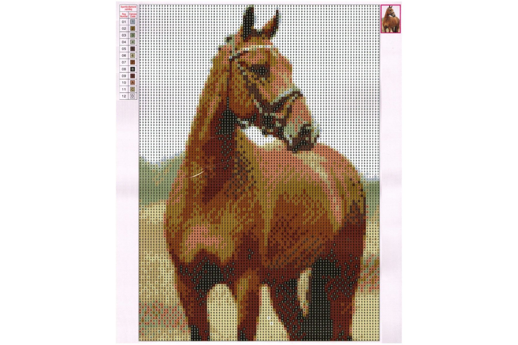 Braunes Pferd Diamond Painting 12 Farben 30 x 40 cm CR2013-21GE
