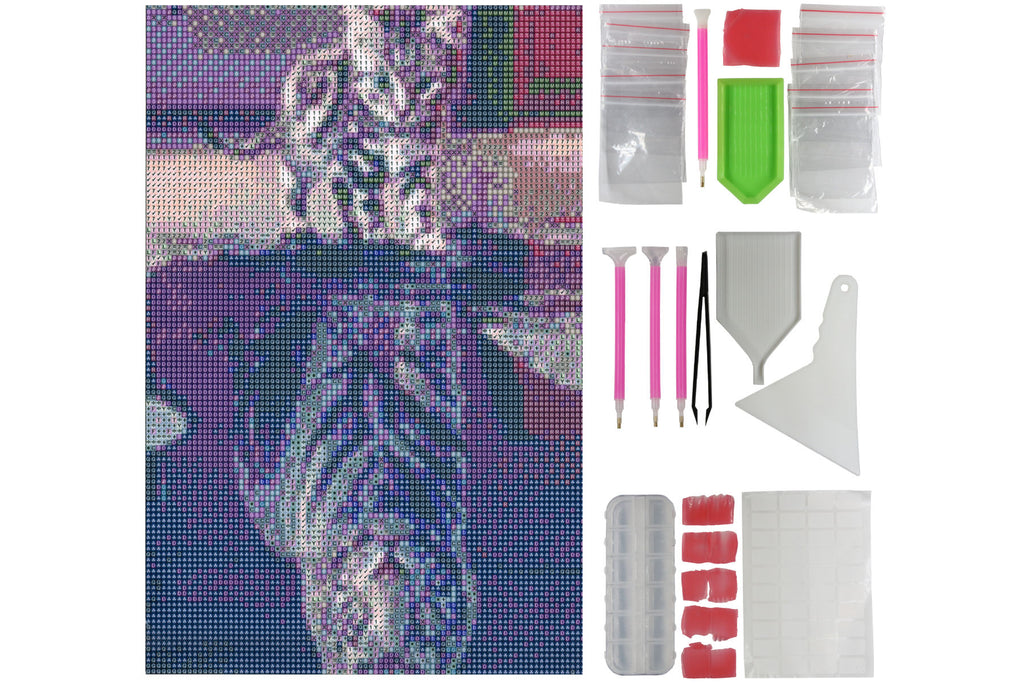 Katze spiegelt als Tiger Diamond Painting  27 Farben 300 x 400 mm CWB01224