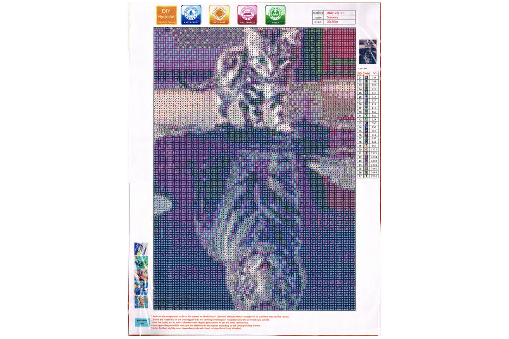 Katze spiegelt als Tiger Diamond Painting  27 Farben 300 x 400 mm CWB01224