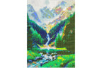 Wasserfall im Gebirgstal Diamond Painting 30 Farben 300 x 400 mm  CY-FJ00104