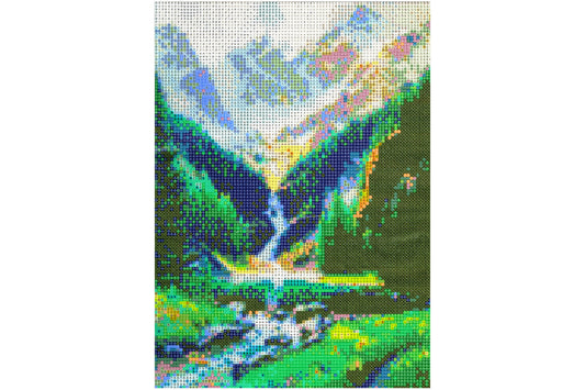 Wasserfall im Gebirgstal Diamond Painting 30 Farben 300 x 400 mm  CY-FJ00104